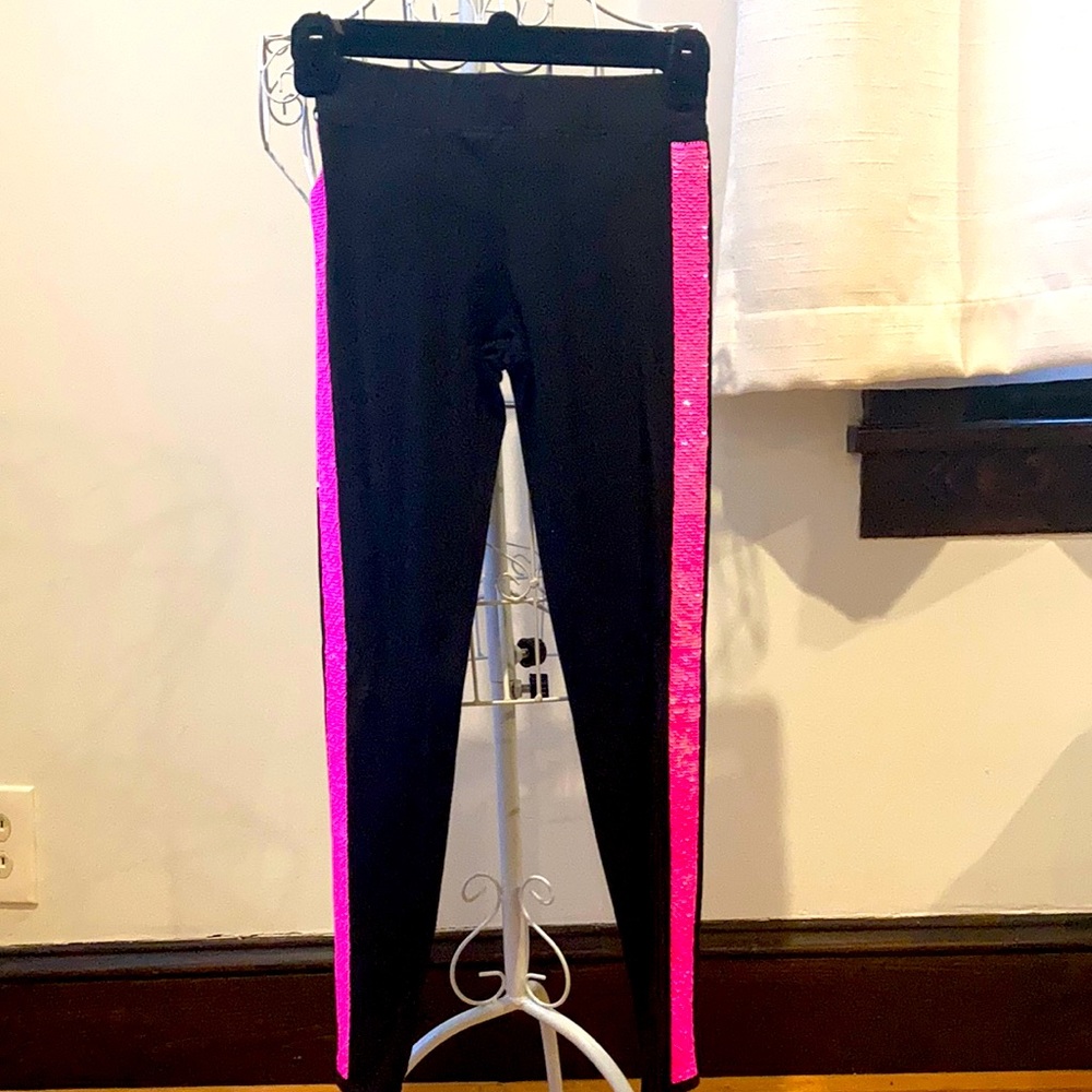 H&M Black Leggings With Pink Flip Sequins